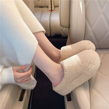 Flat bottomed velvet toe half slippers